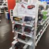 RadioShack 2014 Holiday theme "Gift Smart" end cap with diecut snowflakes and side wing panels