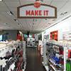 RadioShack customized in-store visuals for proof-of-concept store rollout in San Francisco and D.C. Gondola way-finding headers and hanging sign for the "Make It" shop. 